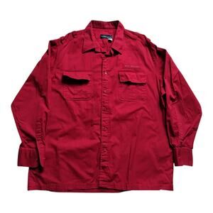 Men's Vintage Rocawear Button Up, Red, 2XL, Cotton, Long Sleeve